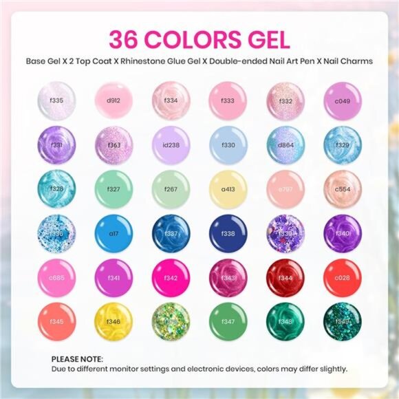 Summer Gel Nail Polish Set, 42pcs UV Gel Nail Polish Colors Blue Pink - Picture 2 of 7
